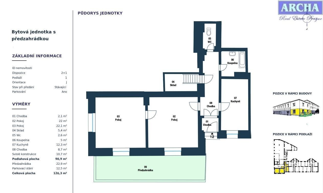 Prodej byt 2+1 - Pražská, Praha, 126 m²