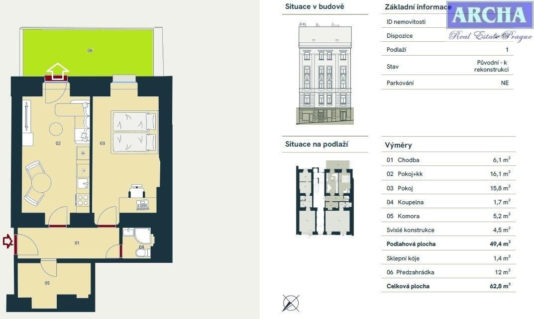 Prodej byt 2+kk - Mečislavova, Praha, 63 m²