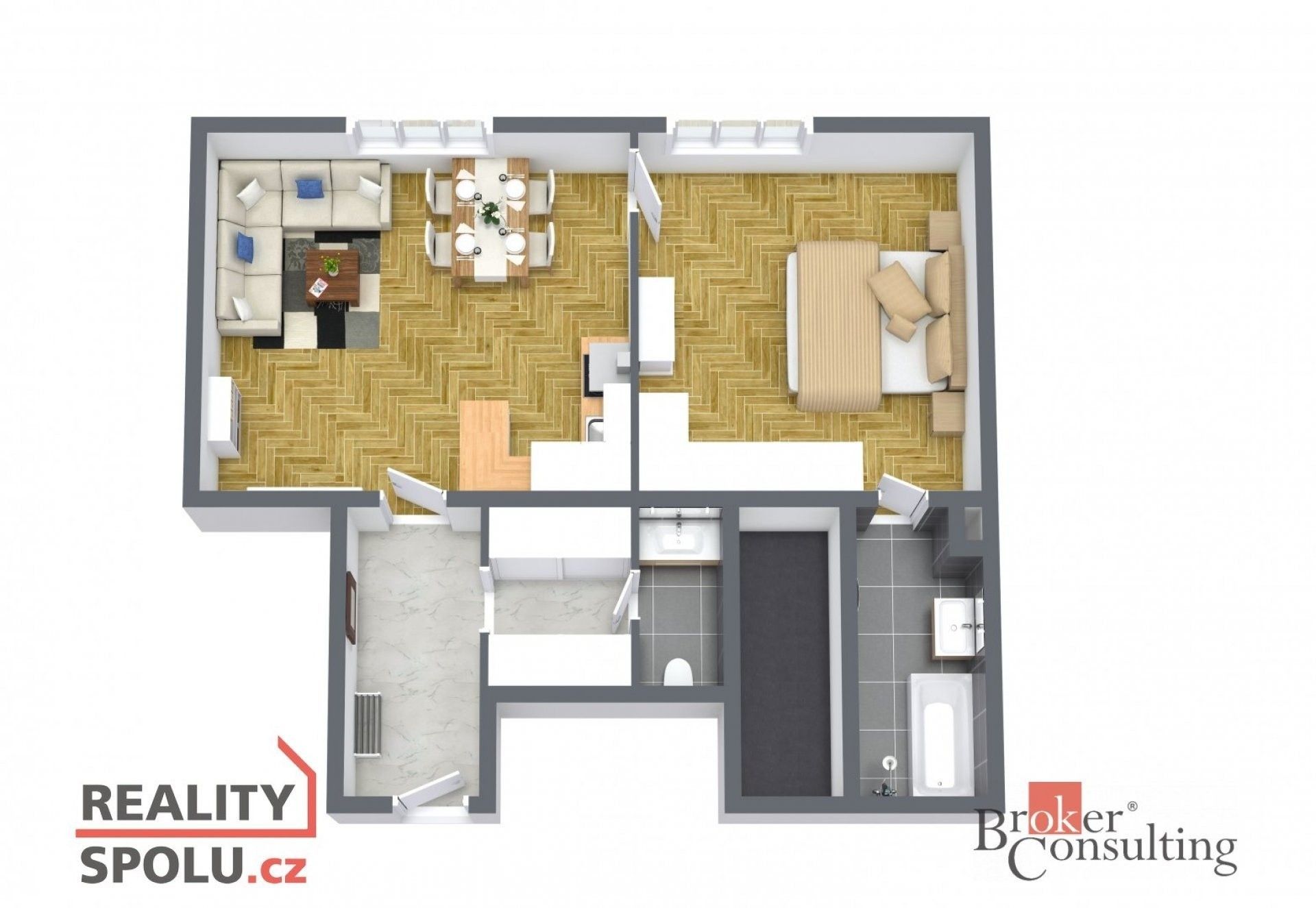 Pronájem byt 2+kk - Nad studánkou, Praha, 57 m²