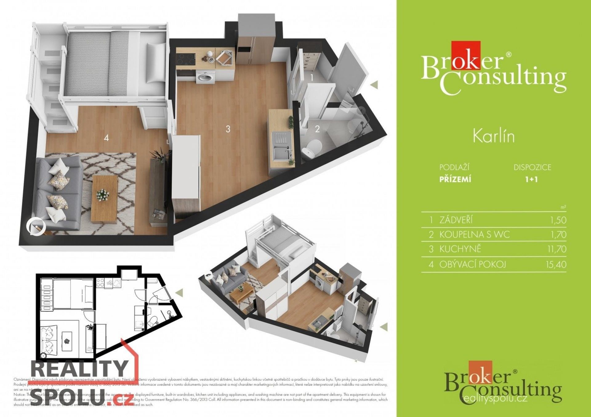Prodej byt 1+1 - Březinova, Praha, 31 m²