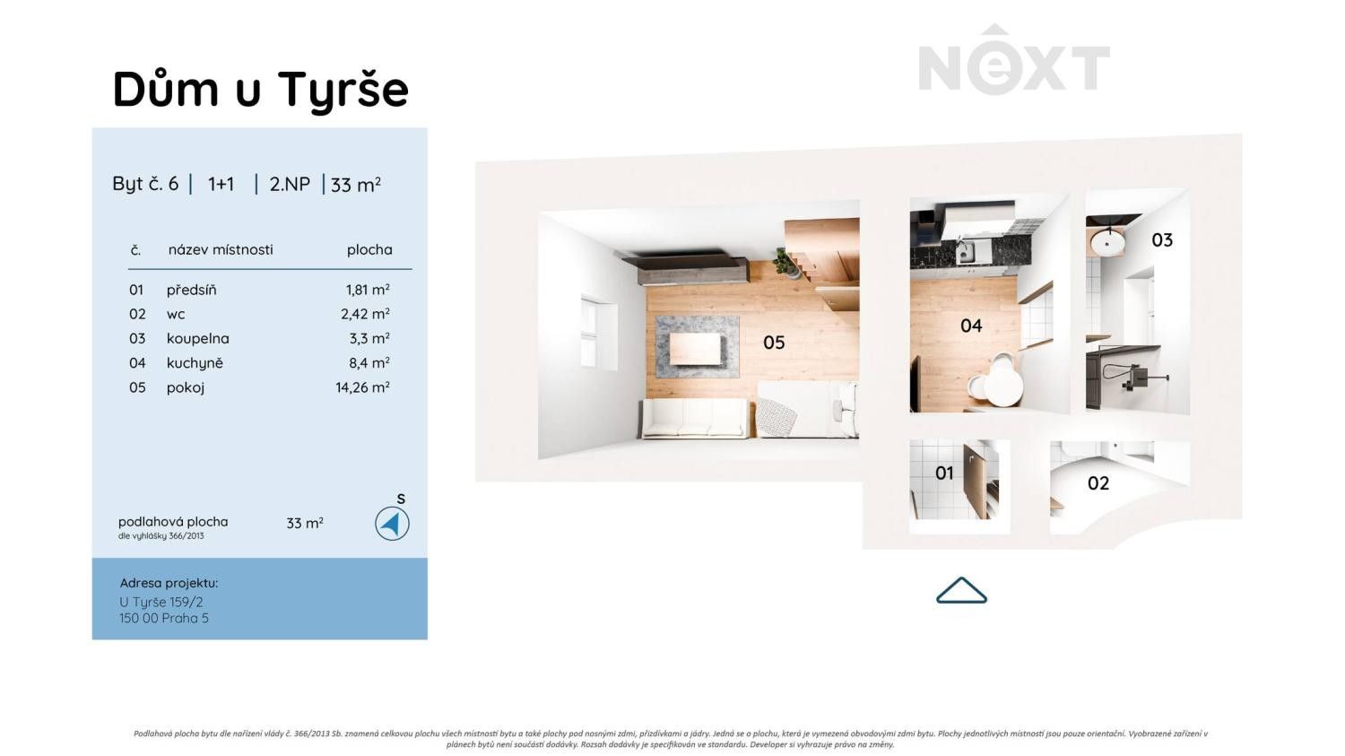 Prodej byt 1+1 - U Tyrše, Praha, 33 m²