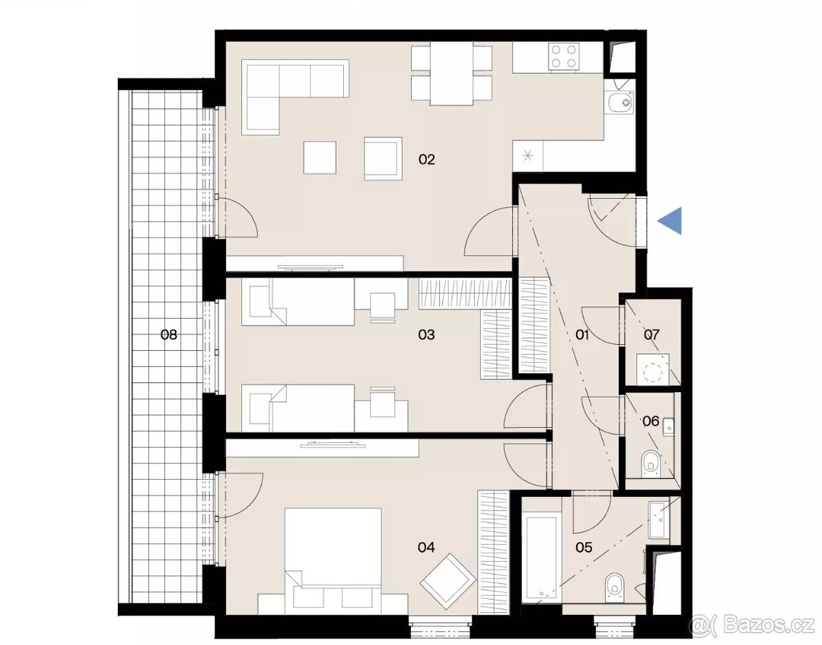 3+kk, Praha, 190 00, 87 m²