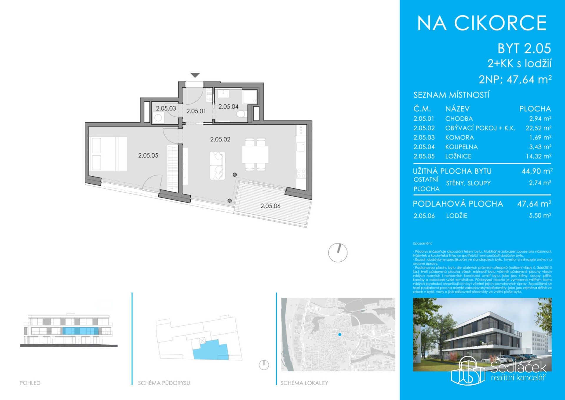 Prodej byt 2+kk - Na Cikorce, Praha, 47 m²