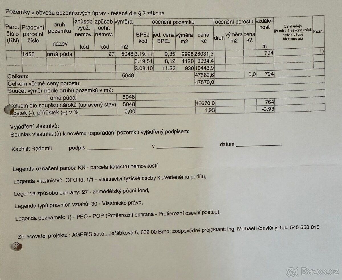 Prodej zemědělský pozemek - Rousínov u Vyškova, 683 01, 5 048 m²