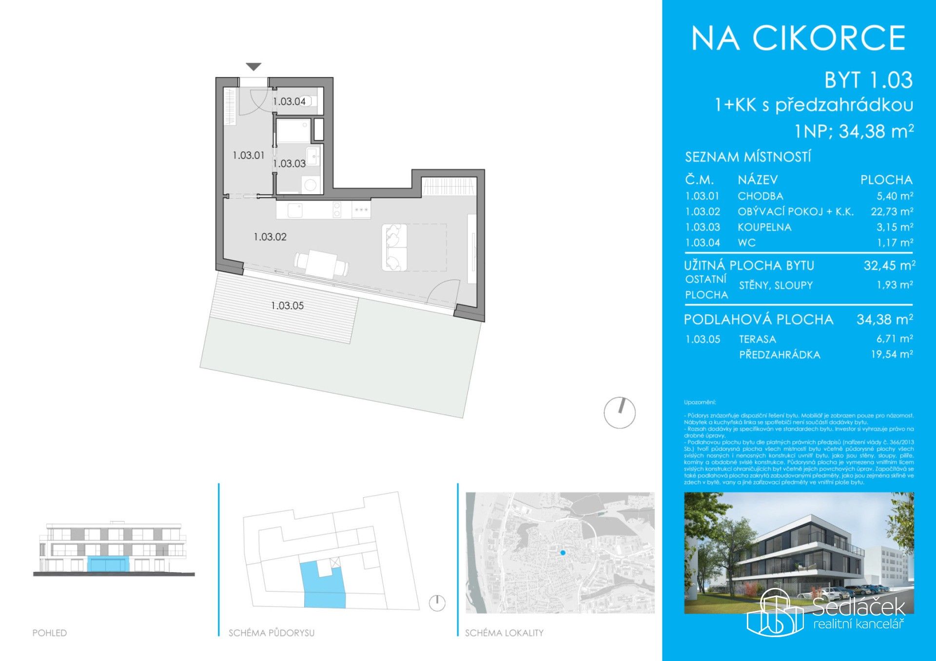 Prodej byt 1+kk - Na Cikorce, Praha, 34 m²