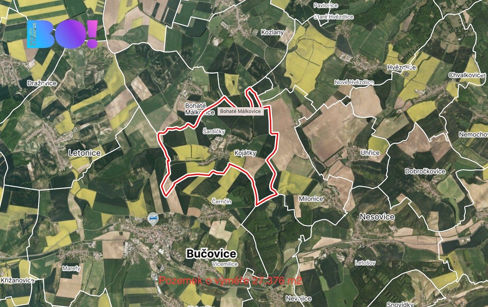 Zemědělské pozemky, Kojátky, 27 376 m²