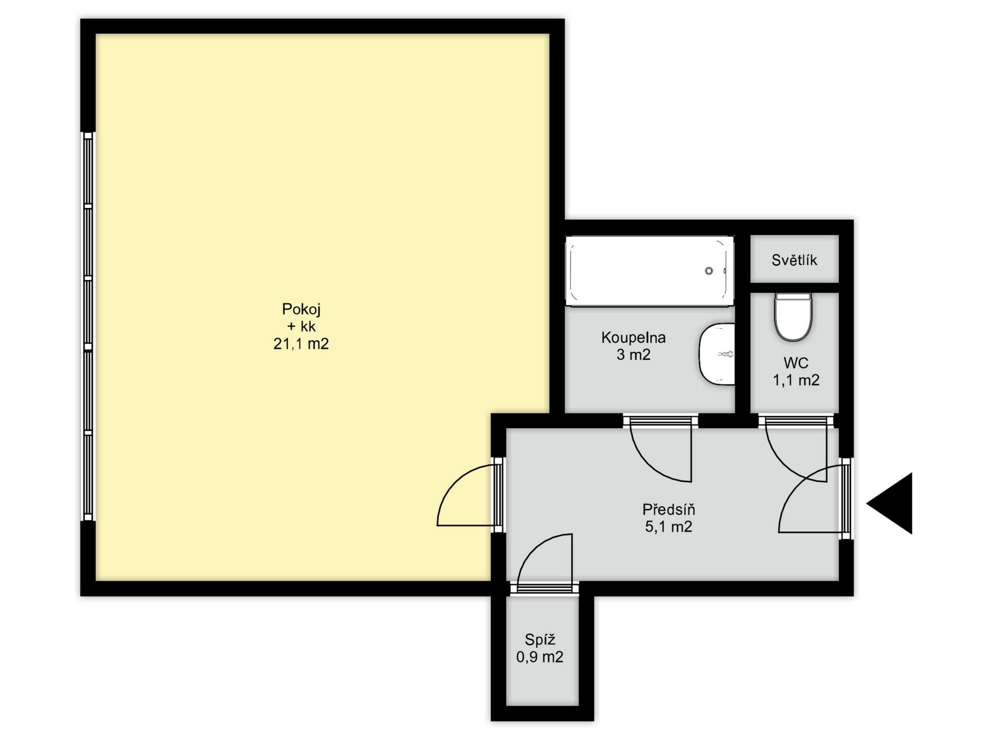 Pronájem byt 1+kk - Lucemburská 1732/12, Praha, 31 m²