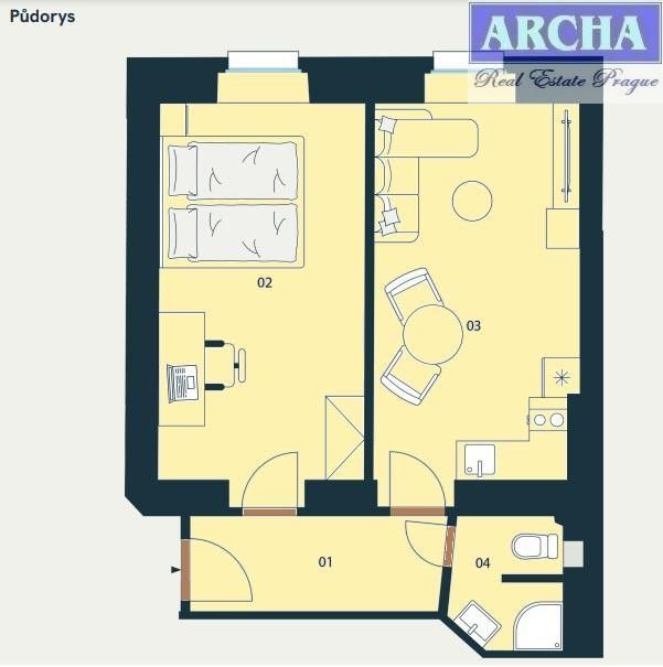 2+kk, Mečislavova, Praha, 46 m²