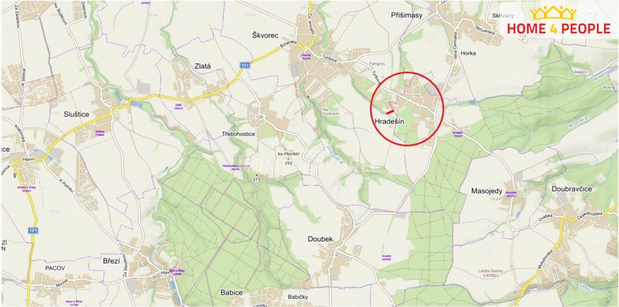 Prodej pozemek - Hradešín, 2 614 m²