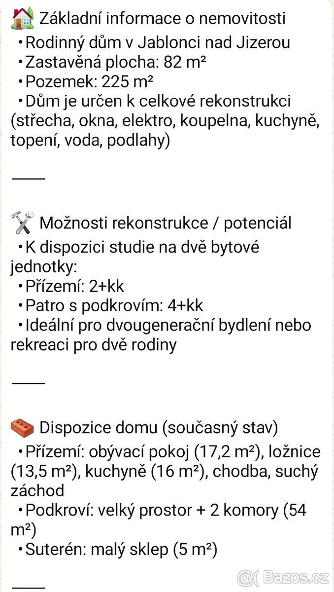 Prodej dům - Jablonec nad Jizerou, 512 43