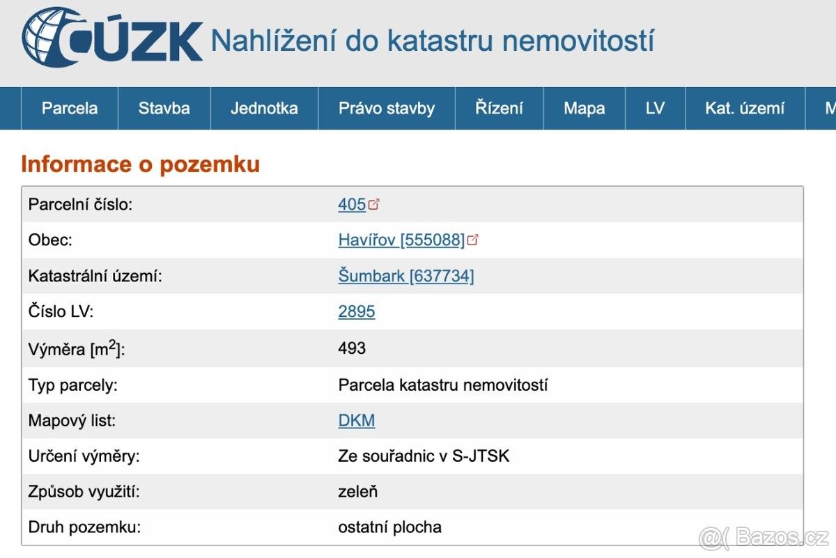 Prodej pozemek pro bydlení - Havířov, 736 01, 493 m²