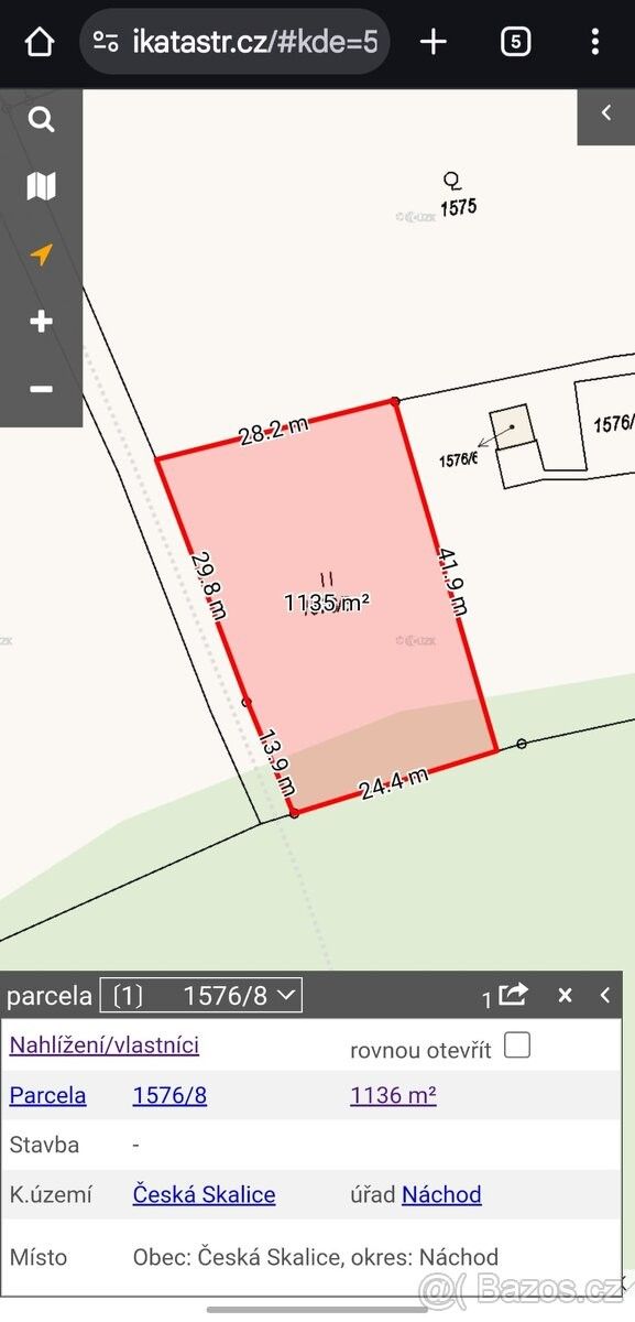 Pozemky pro bydlení, Česká Skalice, 552 03, 1 136 m²