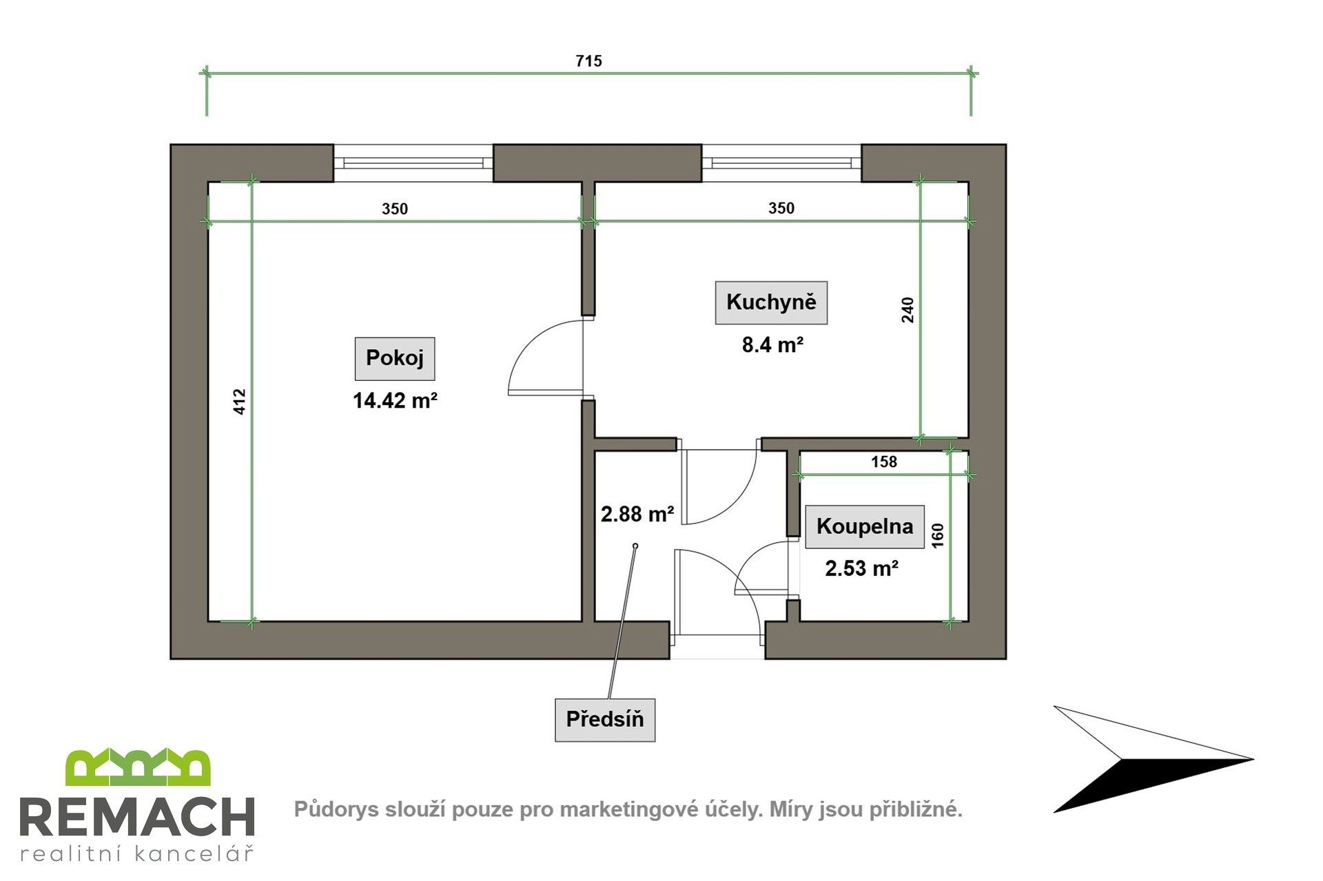 Pronájem byt 1+1 - Boženy Němcové, Uherské Hradiště, 31 m²