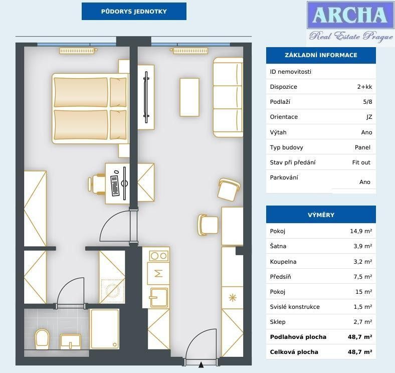 Prodej byt 2+kk - Starochodovská, Praha, 49 m²
