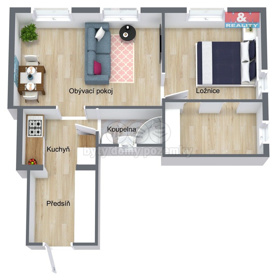 Prodej byt 2+1 - Dr. Horákové, Poděbrady, 44 m²