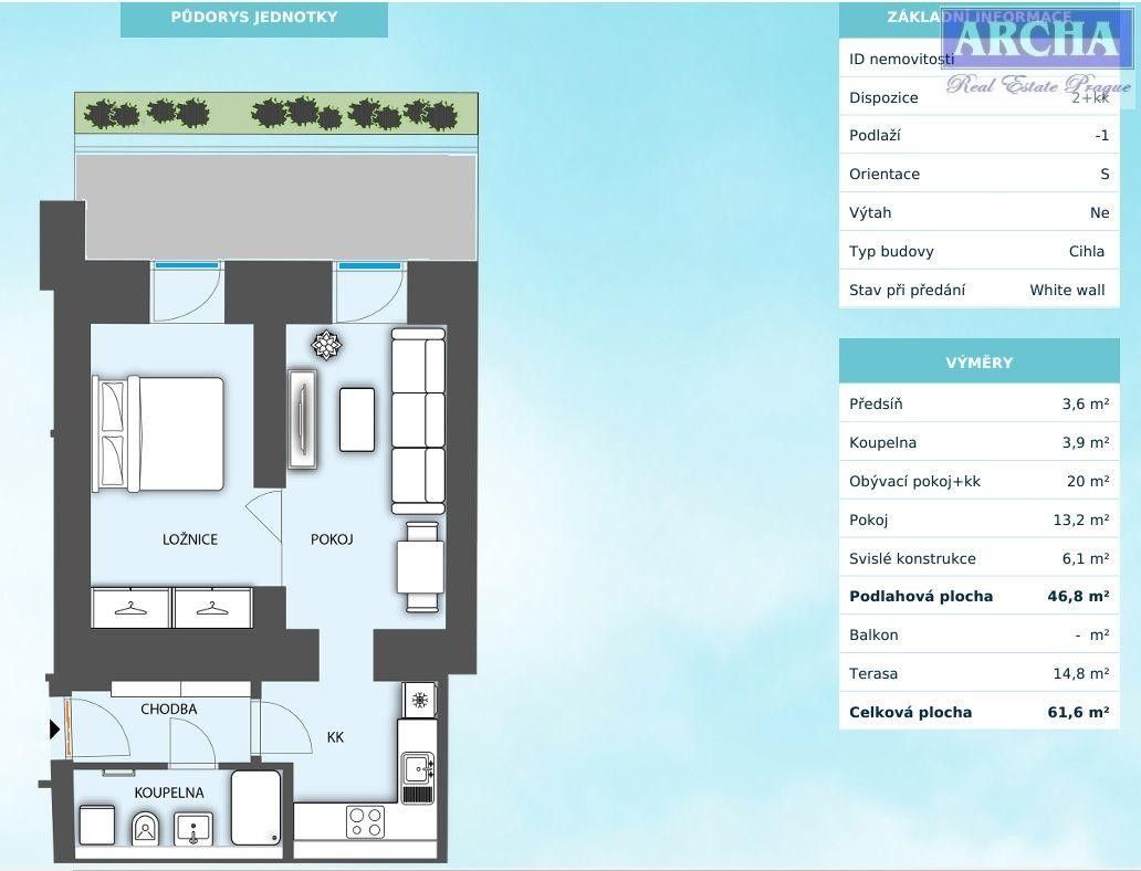 Prodej byt 2+kk - Na výšinách, Praha, 62 m²