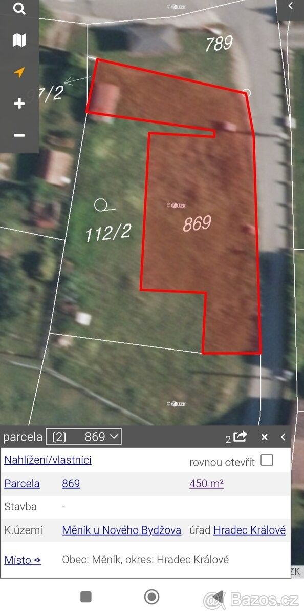 Pozemky pro bydlení, Měník, 503 64, 781 m²