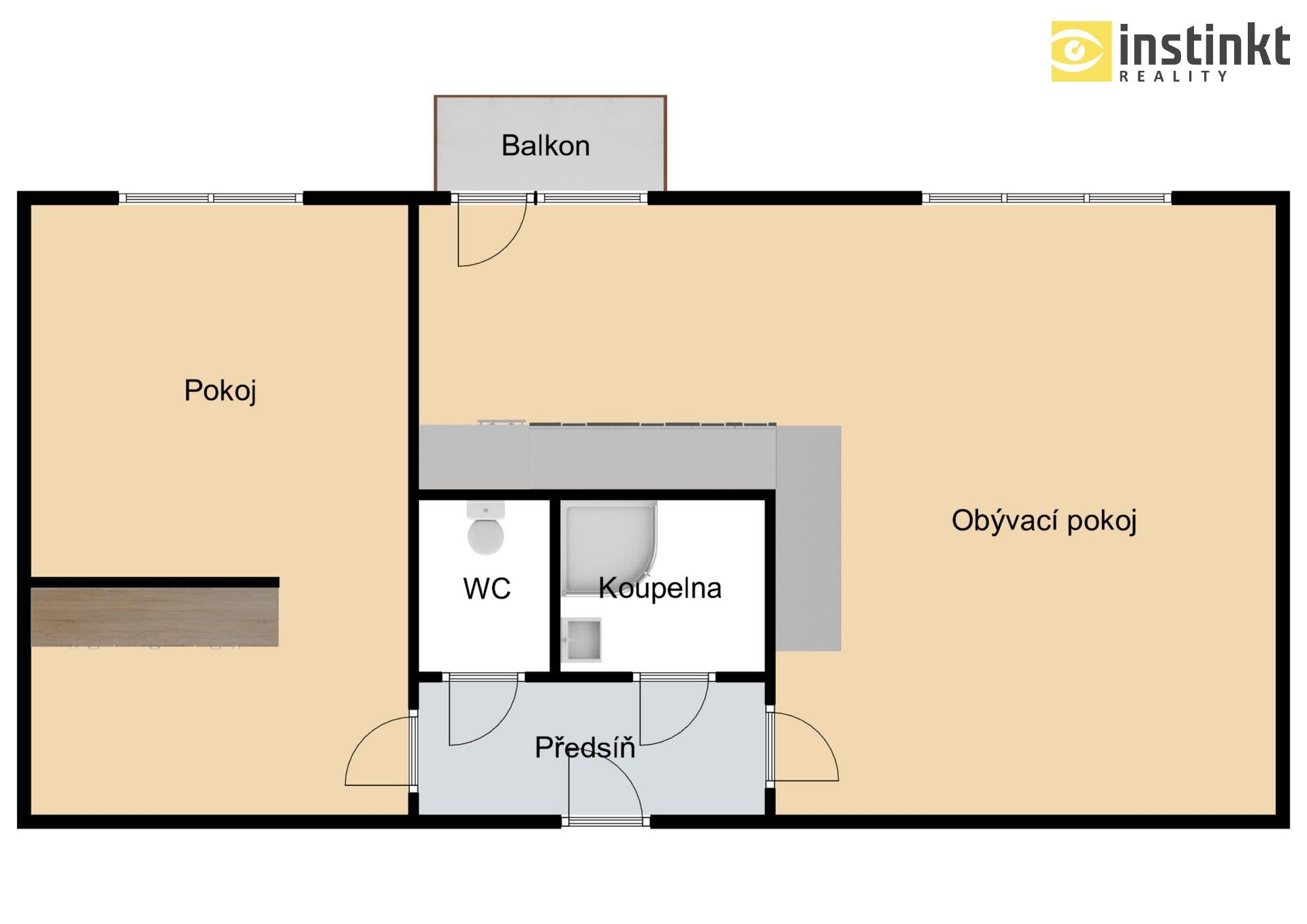 Pronájem byt 2+kk - Sídliště, Praha, 52 m²