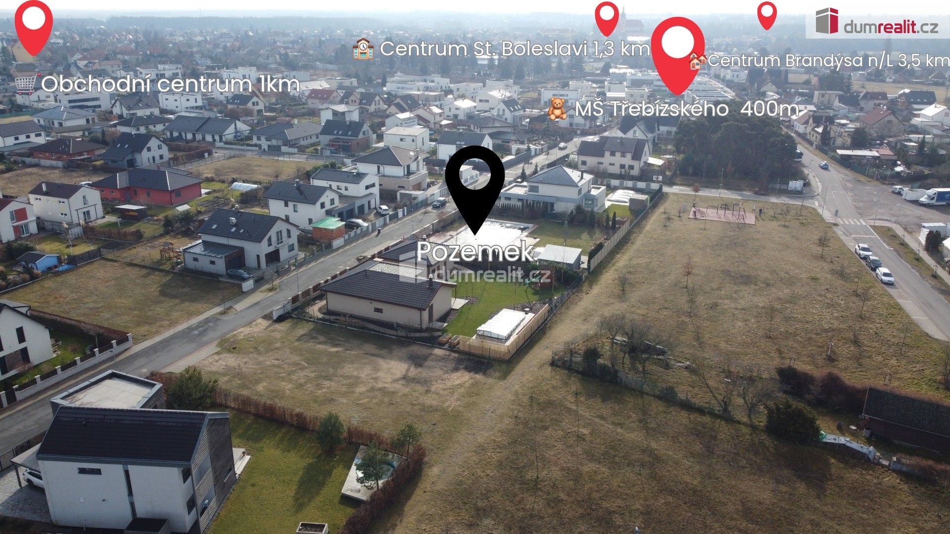 Pozemky pro bydlení, Konětopská, Brandýs nad Labem-Stará Boleslav, 990 m²