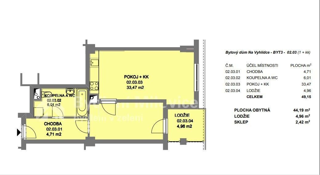 Prodej byt 2+kk - Milovice nad Labem, 289 24, 49 m²