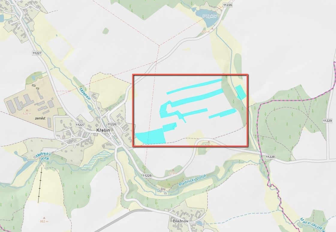 Zemědělské pozemky, Křešín u Pacova, 394 24, 14 477 m²
