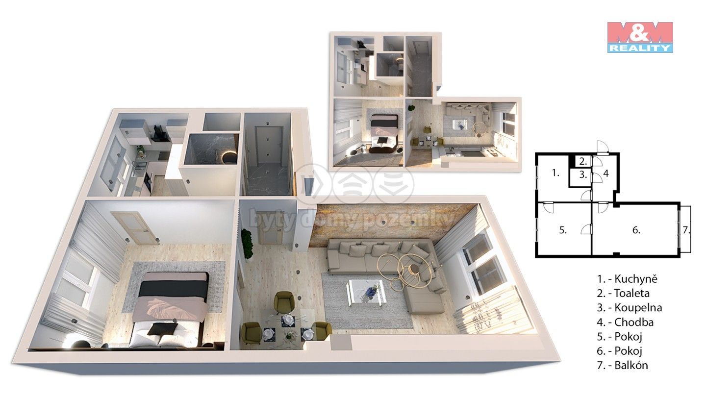 Prodej byt 2+1 - Koněvova, Praha, 53 m²