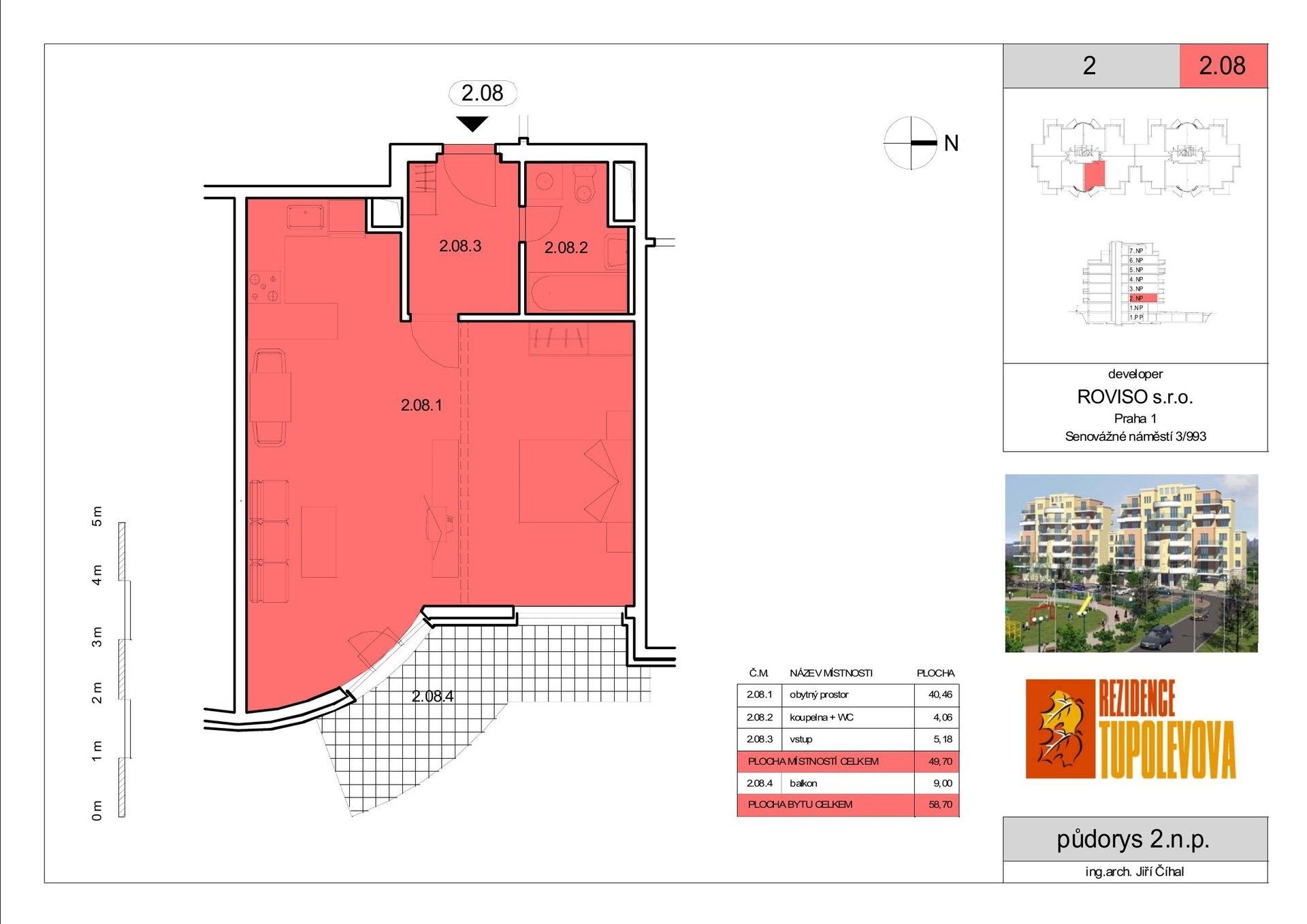 Prodej byt 2+kk - Tupolevova, Praha, 50 m²
