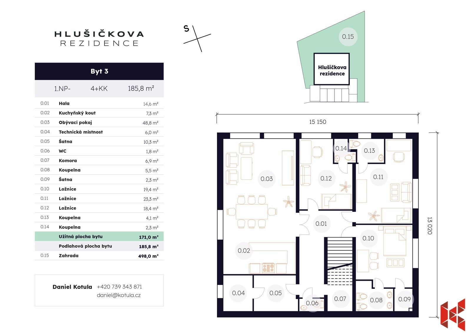 Prodej byt 4+kk - Hlušičkova, Praha, 185 m²