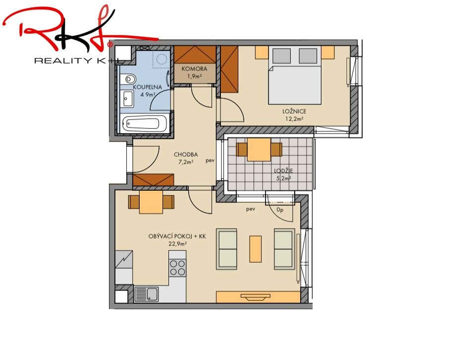 Pronájem byt 2+kk - Praha, 155 00, 51 m²