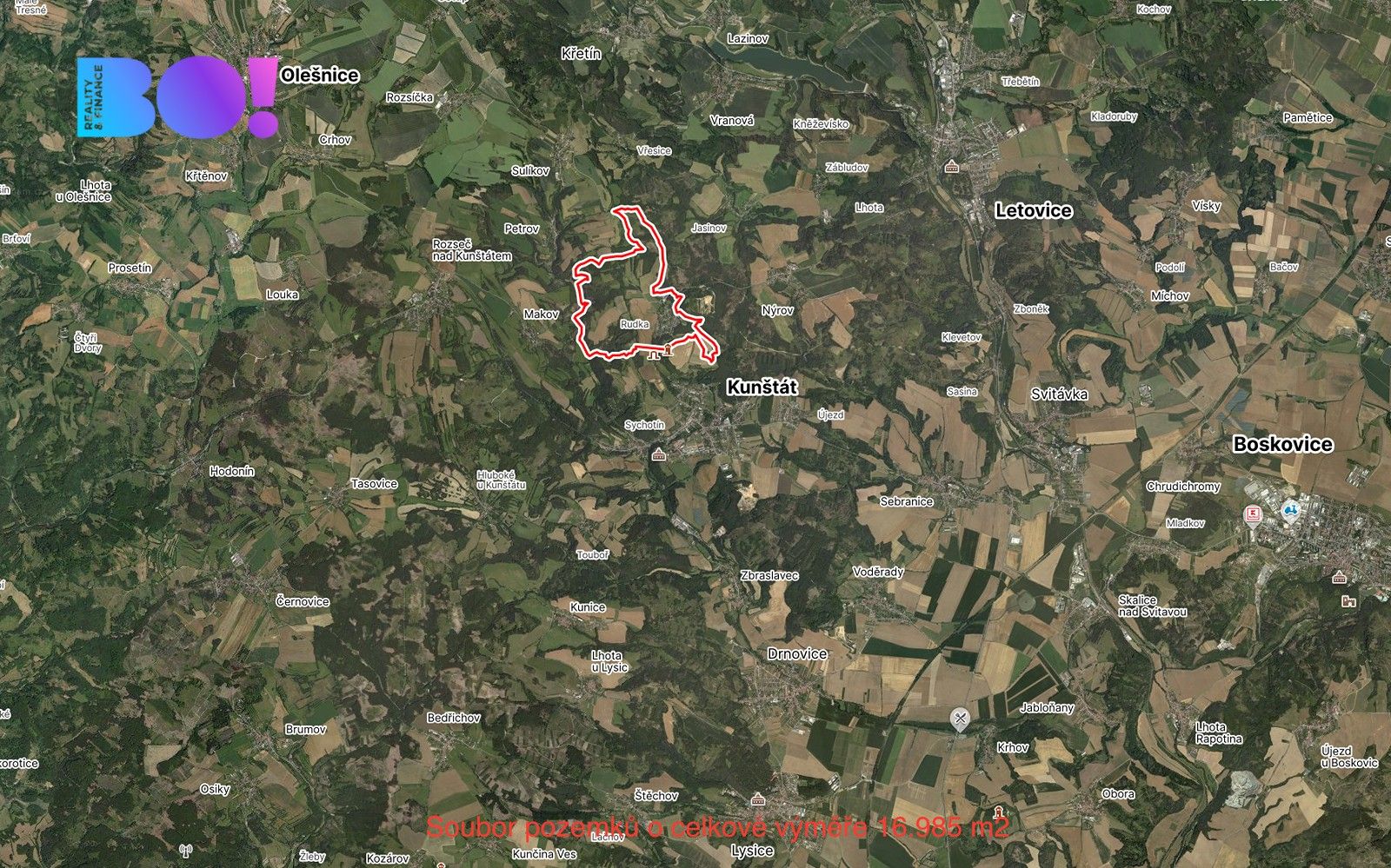 Zemědělské pozemky, Kunštát, 16 985 m²
