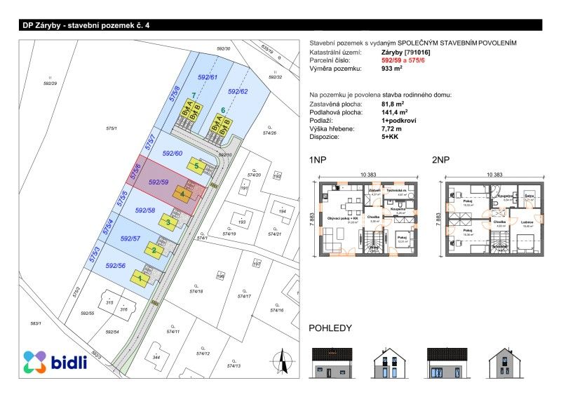 Pozemky pro bydlení, Záryby, 933 m²