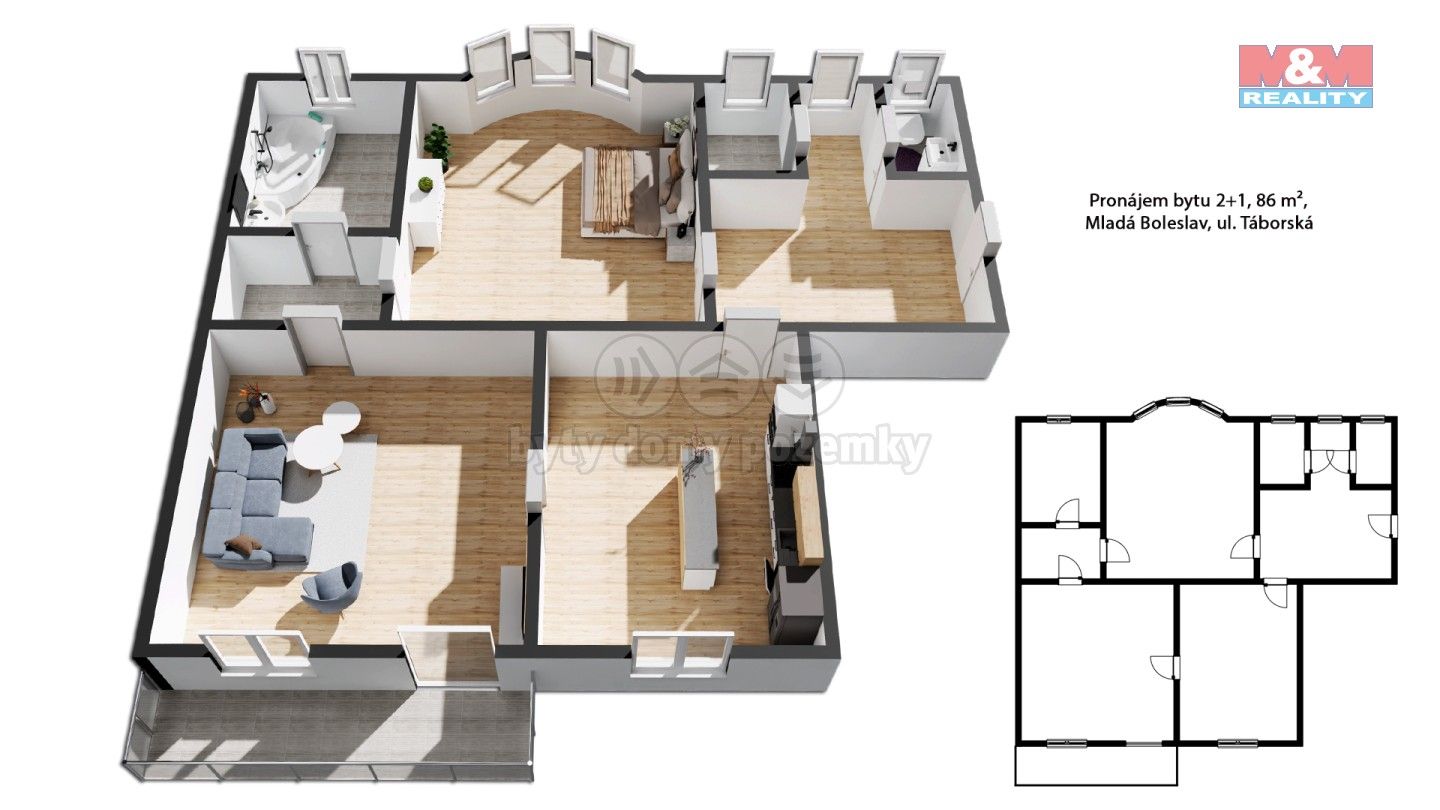 Pronájem byt 2+1 - Táborská, Mladá Boleslav, 86 m²