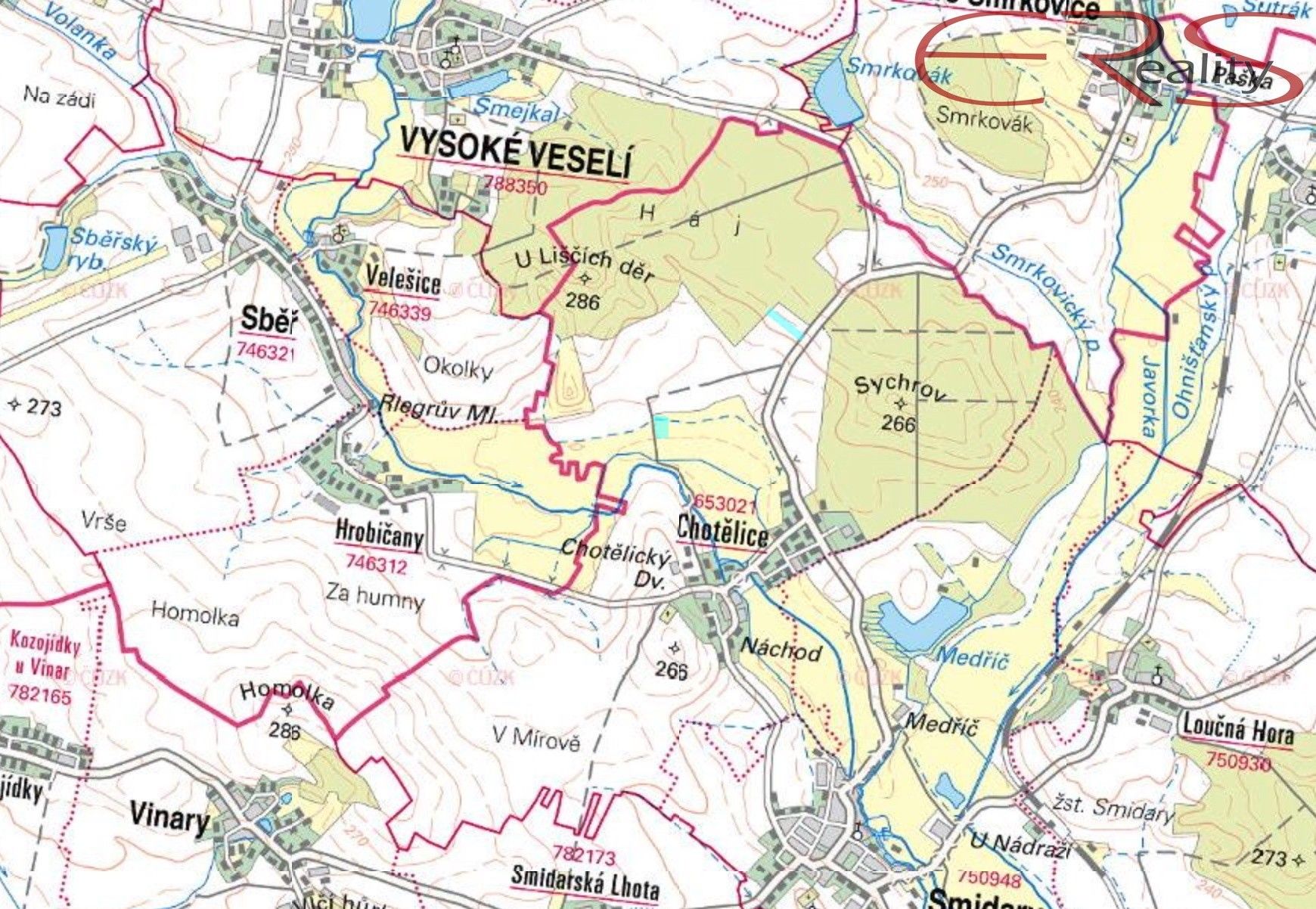 Zemědělské pozemky, Chotělice, Smidary, 18 591 m²