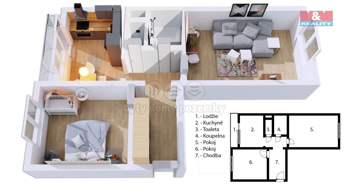 Pronájem byt 2+1 - Mírová, Rychnov nad Kněžnou, 52 m²