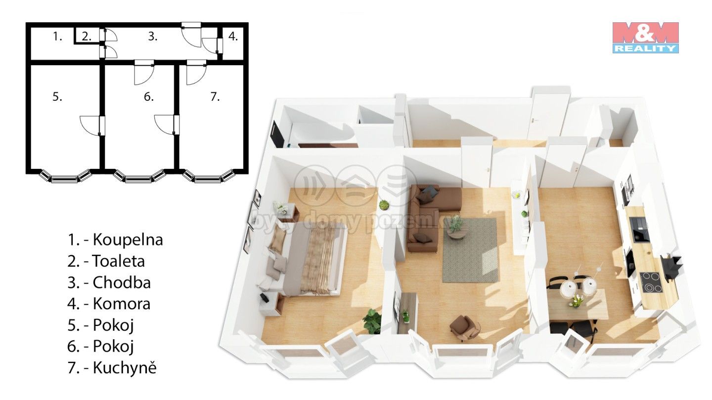 Pronájem byt 2+1 - Kamenice, Náchod, 61 m²