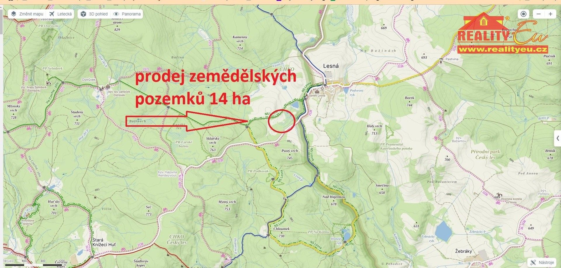 Zemědělské pozemky, Lesná, 140 755 m²
