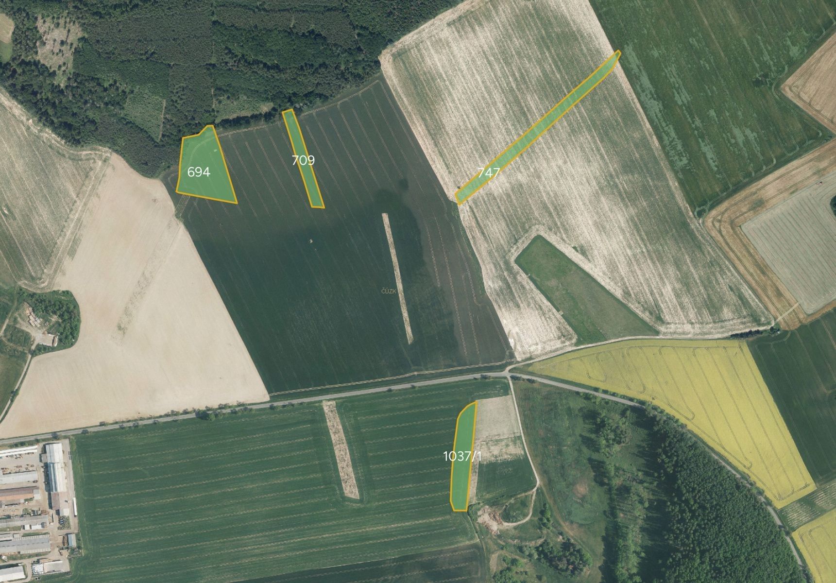 Zemědělské pozemky, Myslejovice, 16 037 m²