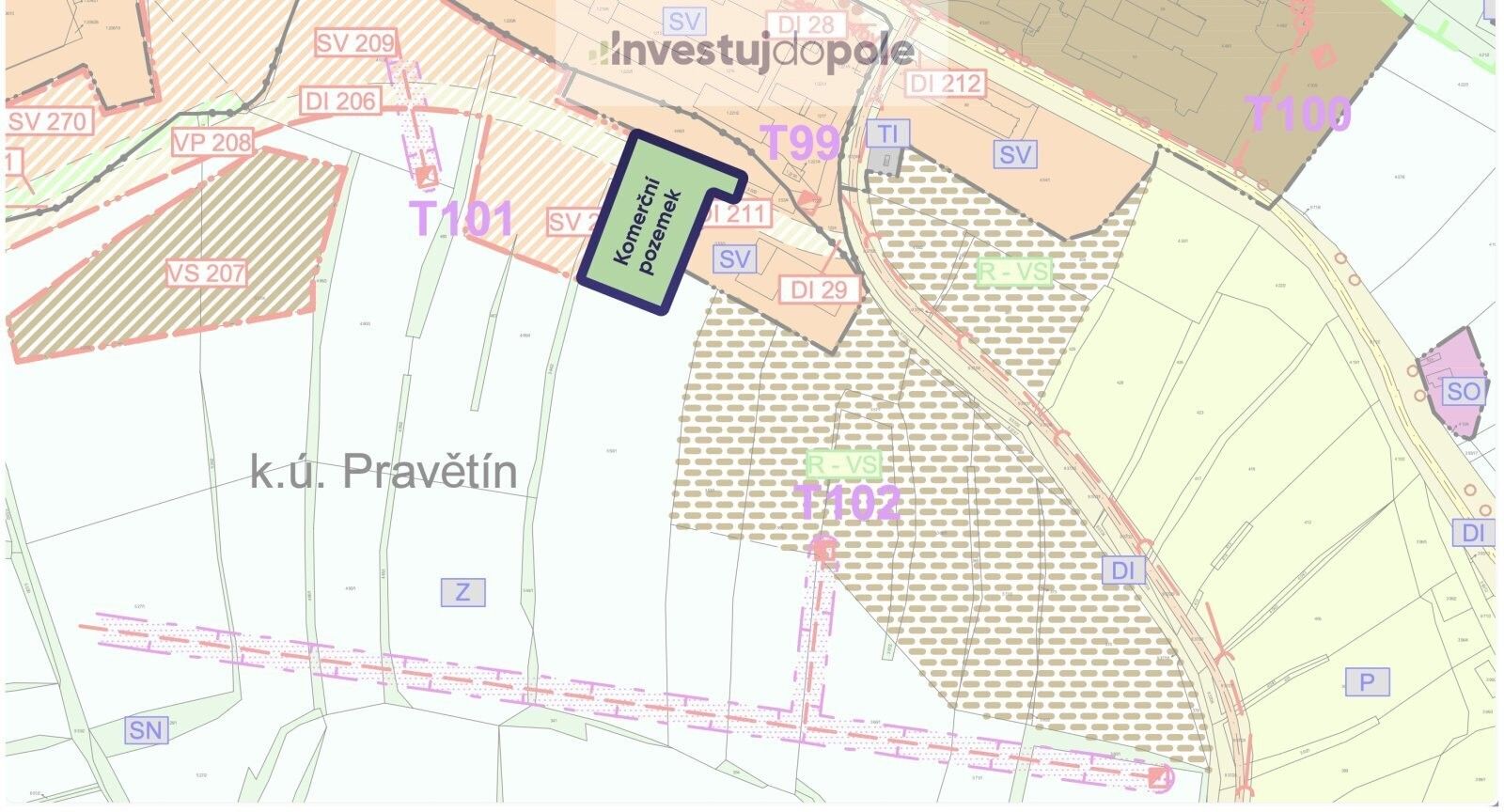 Prodej komerční pozemek - Pravětín, Vimperk, 5 164 m²