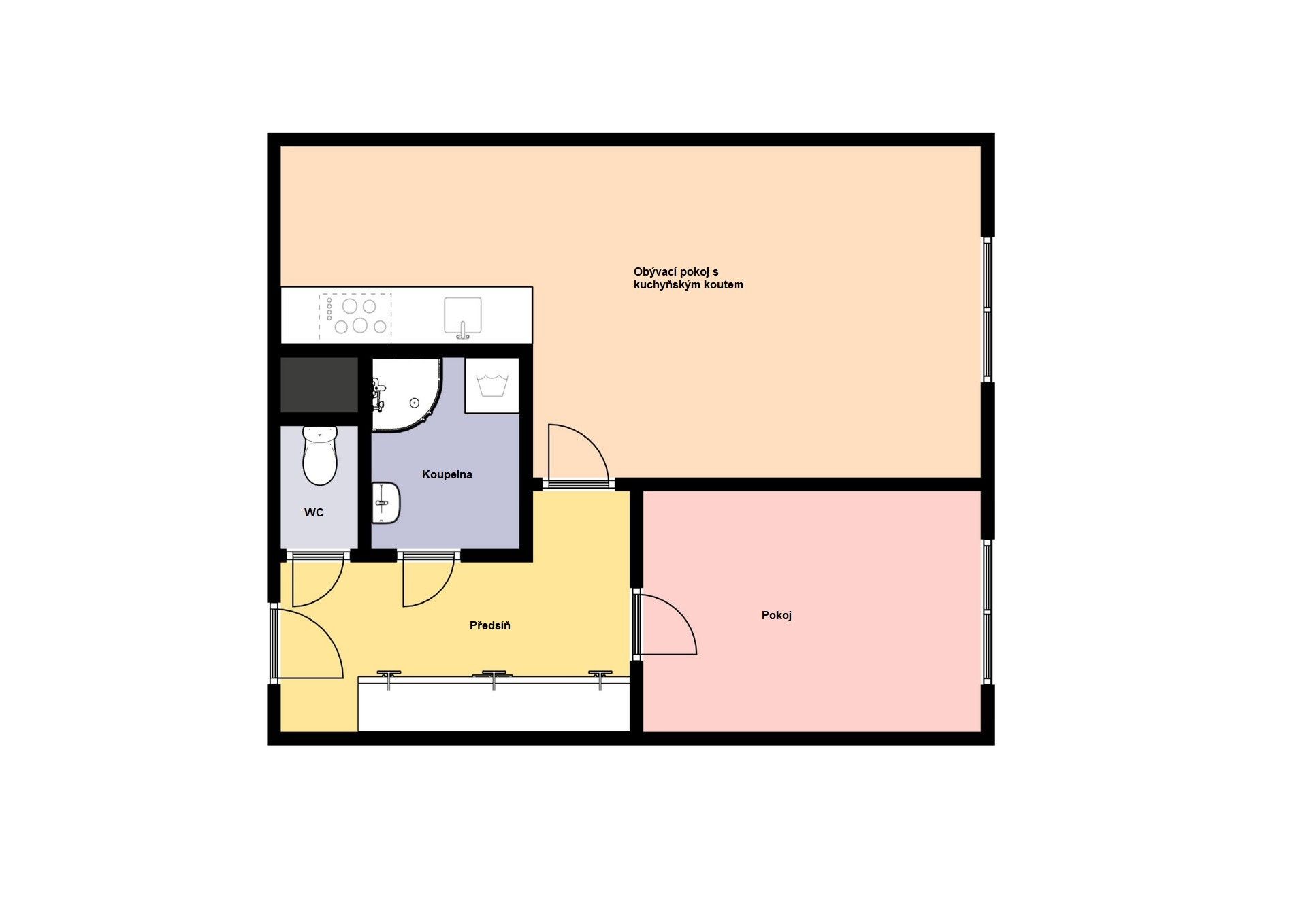 Pronájem byt 2+kk - Kurzova, Praha, 45 m²