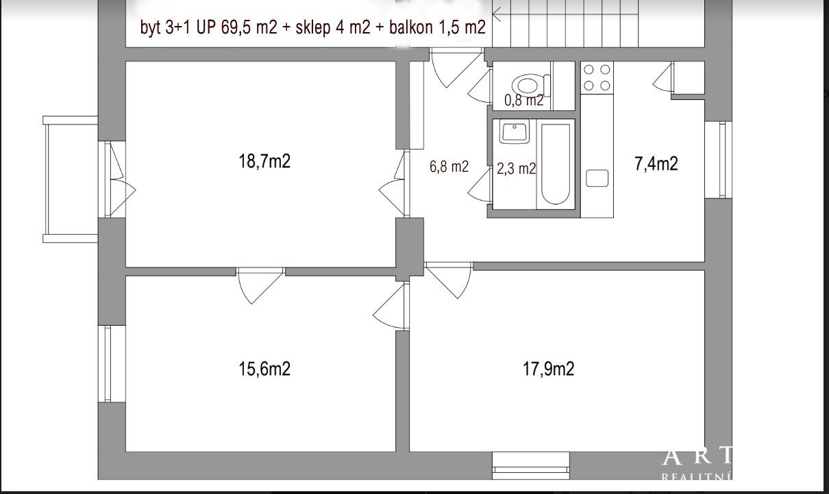 Pronájem byt 3+1 - Zborovská, Brno, 67 m²