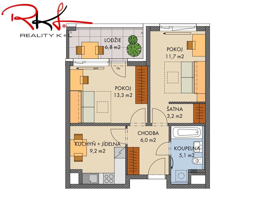 Prodej byt 2+1 - náměstí Olgy Scheinpflugové, Praha, 57 m²
