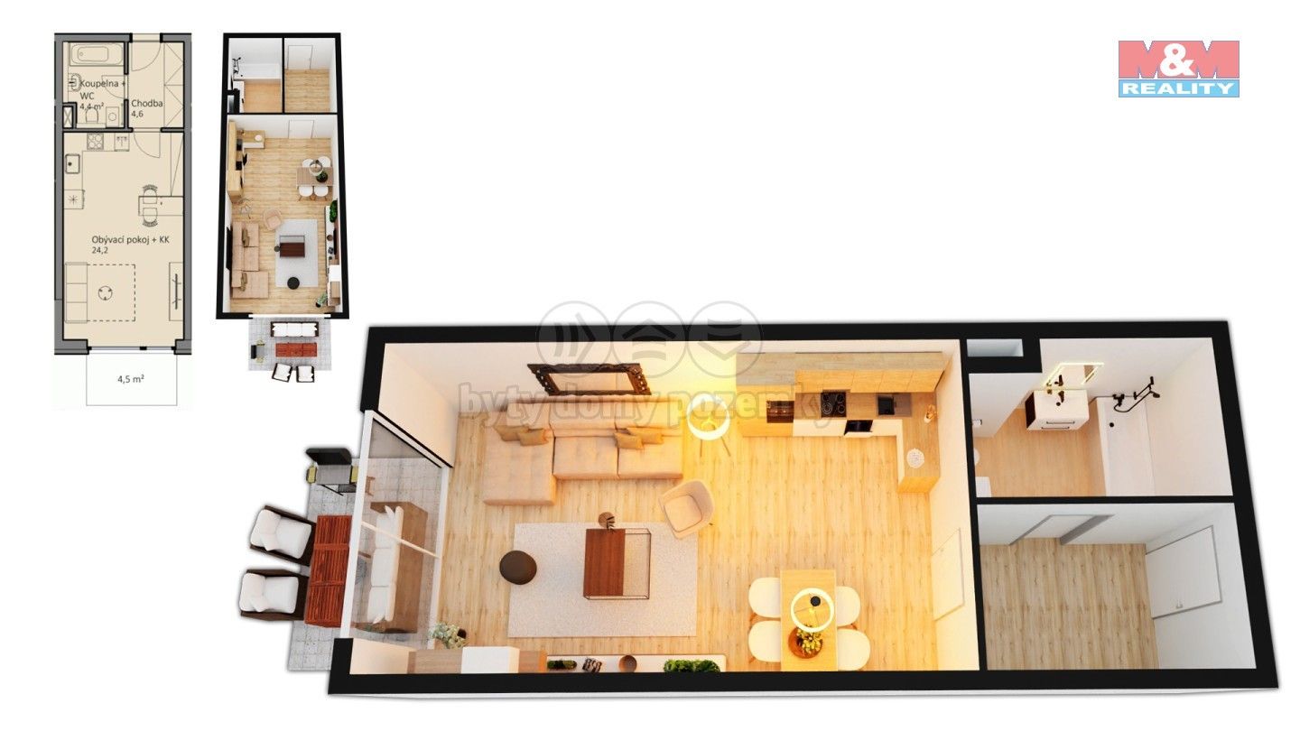 Pronájem byt 1+kk - Lázeňská, Slaný, 34 m²